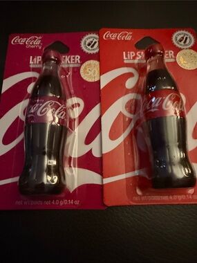 Coca Cola Lip Smacker Duo - Red & Dark Pink Bottle Lip Balms